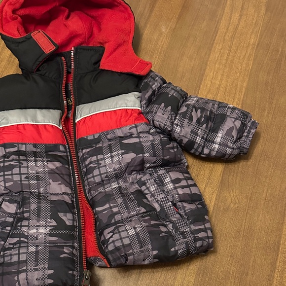 12months Stylish Black and Red Puffer Jacket - Picture 3 of 5